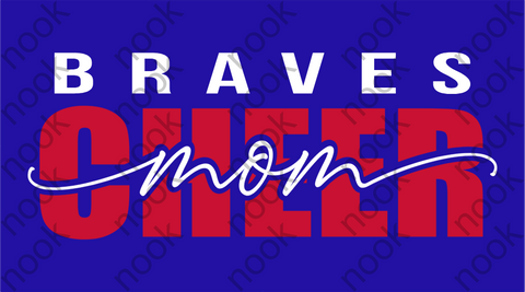 Braves Cheer Mom with Red Glitter Crewneck Sweatshirt