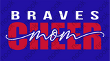 Braves Cheer Mom with Red Glitter Hooded Sweatshirt