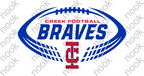 Performance Wear!! Creek Football Braves 100% Polyester Short Sleeve Tee