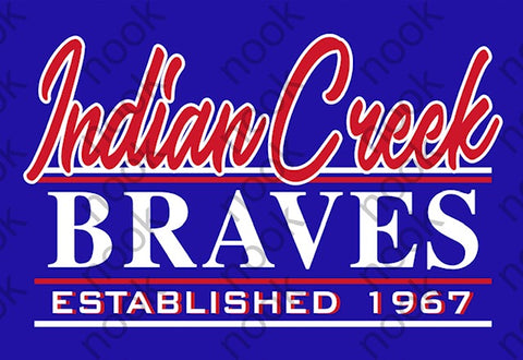 Indian Creek Braves Established 1967 Tri-Blend or Performance Wear Short Sleeve Tee