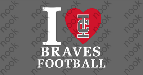 I Love IC Braves Football Long Sleeve Tee