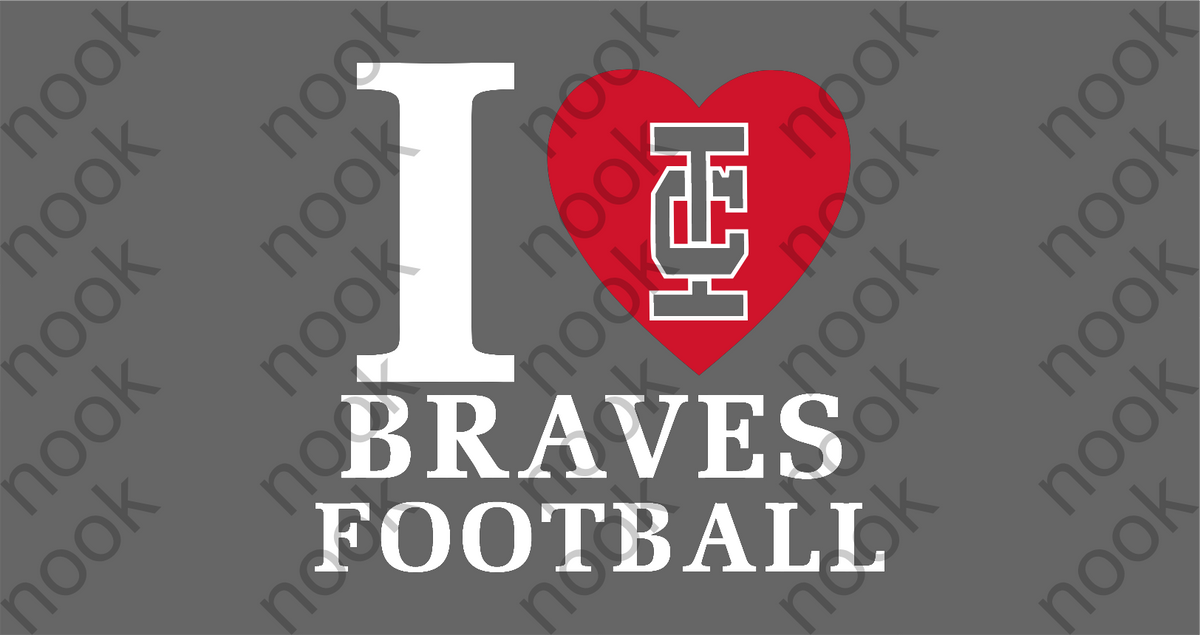 I Love IC Braves Football Hooded Sweatshirt