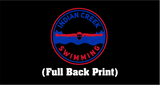 Indian Creek Swimming Crewneck Sweatshirt with Swimming Shield on left chest and Butterfly Swimmer on back