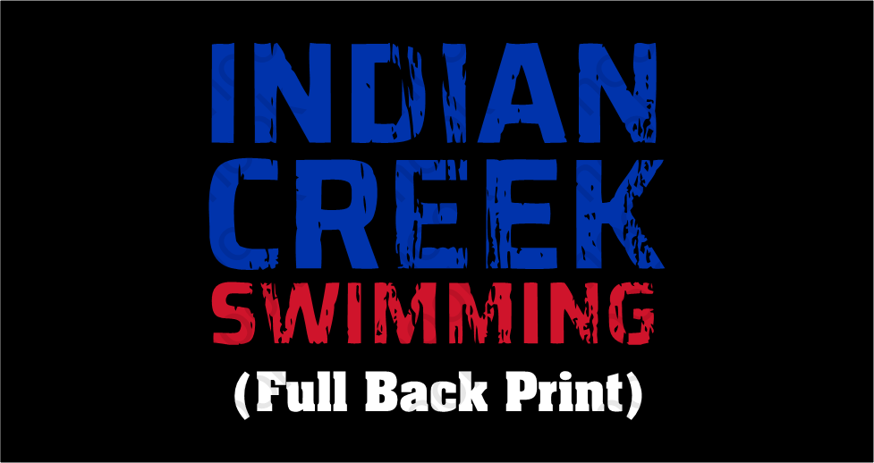 Indian Creek Swimming Hooded Sweatshirt with Left chest shield and Indian Creek Swimming on back