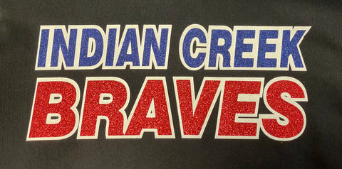 Glittery Indian Creek Braves Ladies Long Sleeve V-neck Tri-blend T-Shirt